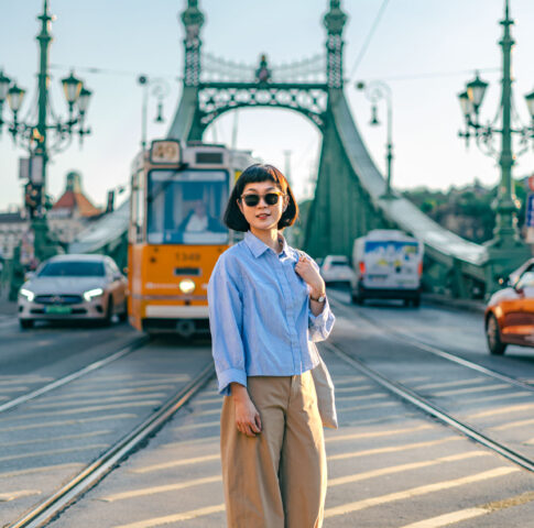 Street portrait Budapest at Liberty Bridge