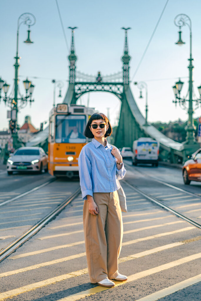 Street portrait Budapest at Liberty Bridge